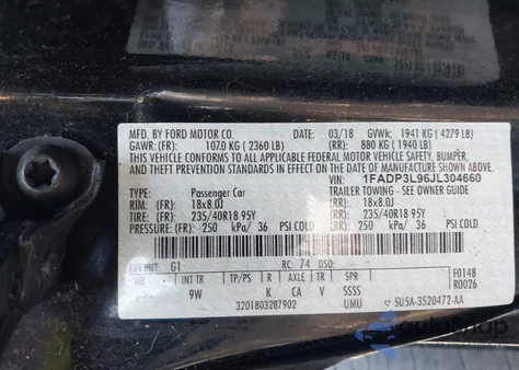 2018 Ford Focus St z USA, uszkodzony, nr VIN 1FADP3L96JL304660